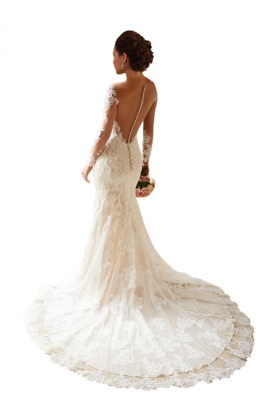 Long Sleeves Sweetheart Mermaid Lace Wedding Gowns Worcester