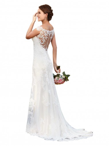 Sleeveless Bateau Neck Sheath Lace Sexy Wedding Dress Worcester