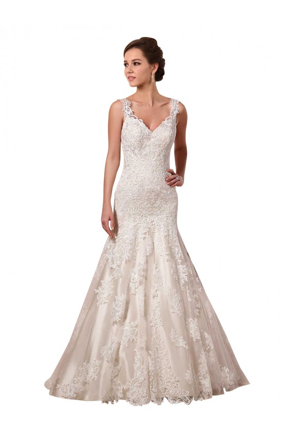 Sleeveless V-Neck Mermaid Tulle & Lace Bridal Wedding Dress Worcester