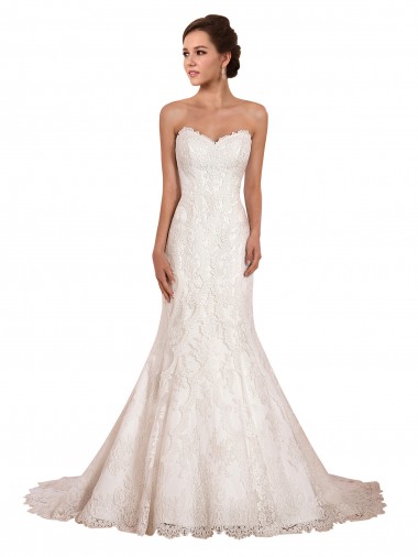 Sleeveless Sweetheart Mermaid Lace Sexy Wedding Dress Worcester