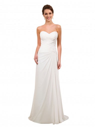 Sleeveless Sweetheart Sheath Soft Chiffon Wedding Gowns Worcester