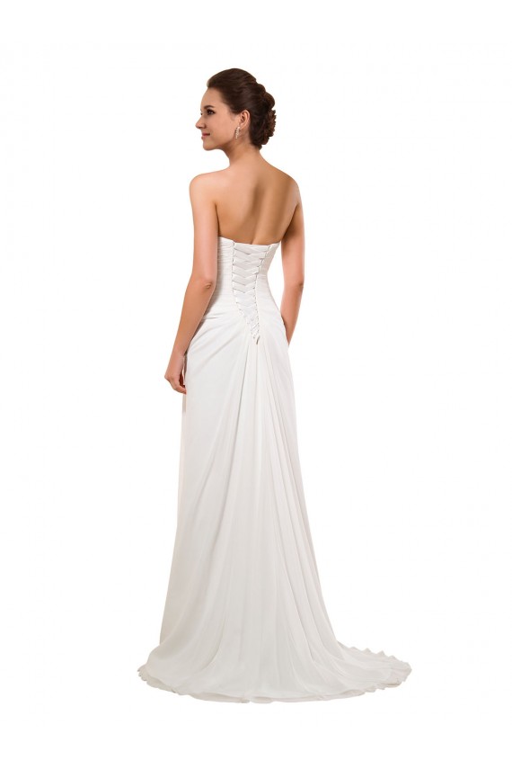 Sleeveless Sweetheart Sheath Soft Chiffon Wedding Gowns Worcester