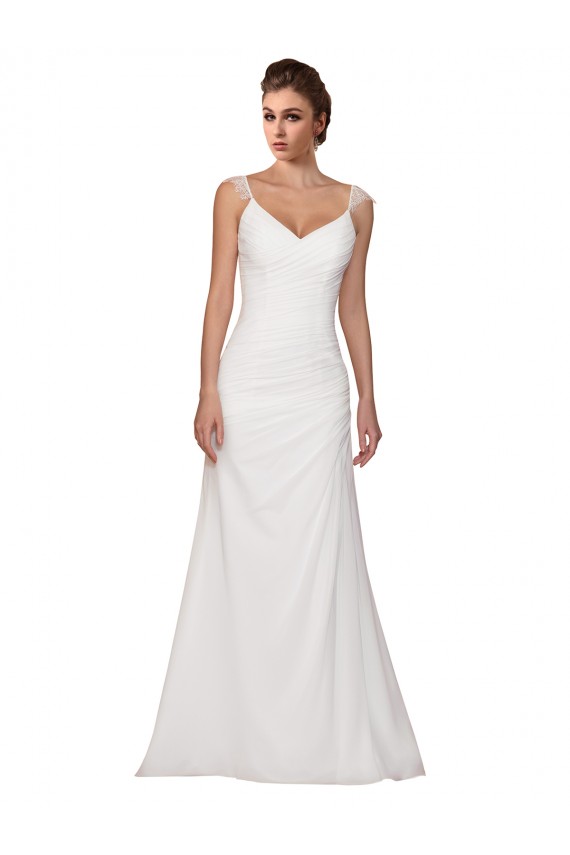 Sleeveless V-Neck Sheath Soft Chiffon Wedding Dress Worcester
