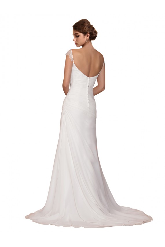 Sleeveless V-Neck Sheath Soft Chiffon Wedding Dress Worcester