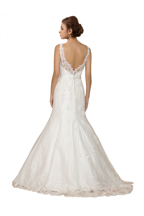 Cap Sleeves V-Neck Mermaid Lace Wedding Dress Worcester