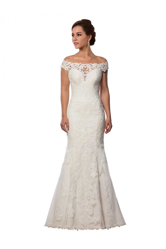 Ivory Cap Sleeves Off the Shoulder Mermaid Lace Wedding Dresses Worcester