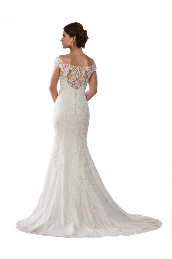 Ivory Cap Sleeves Off the Shoulder Mermaid Lace Wedding Dresses Worcester