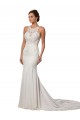 V-Back Sleeveless High Neck Sheath Lace Modern Wedding Dress Worcester