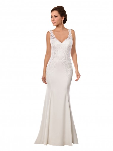 Sleeveless V-Neck Mermaid Lace & Stretch Crepe Sexy Wedding Dress Worcester
