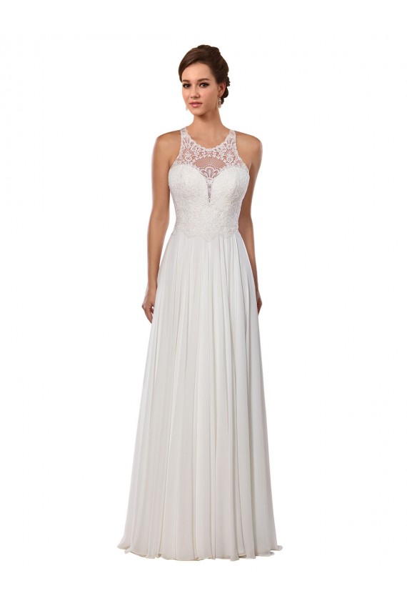 Sleeveless Illusion Neck Sheath Soft Chiffon Wedding Dress Worcester