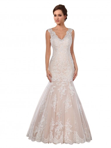 Sleeveless V-Neck Mermaid Lace Modern Wedding Dress Worcester
