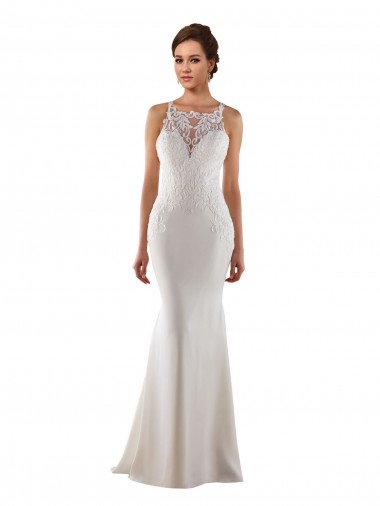 Sleeveless Sweetheart Mermaid Lace & Stretch Crepe Modern Wedding Dress Worcester