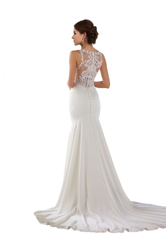 Sleeveless Sweetheart Mermaid Lace & Stretch Crepe Modern Wedding Dress Worcester