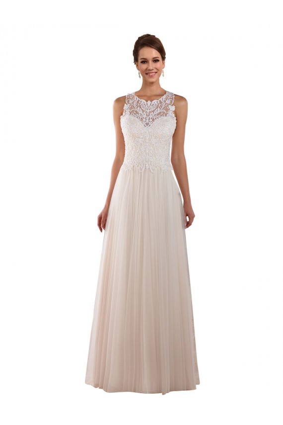 Sleeveless High Neck A-Line Tulle & Lace Boho Wedding Dress Worcester