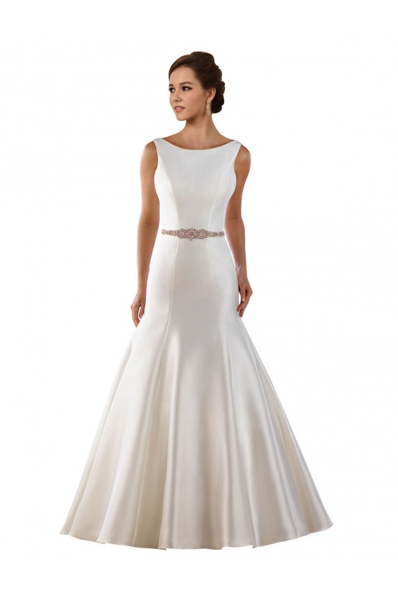 V-Back Sleeveless Bateau Neck Mermaid Satin Modern Wedding Dress Worcester