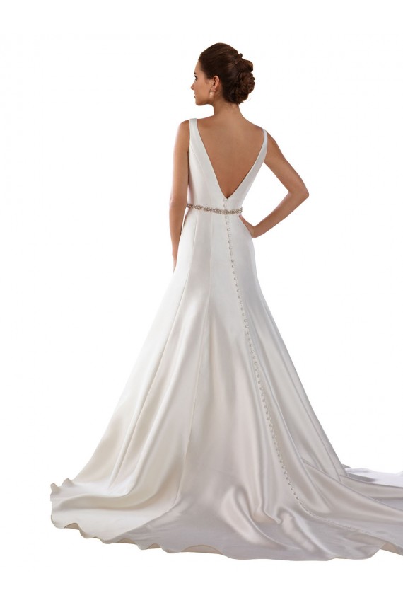 V-Back Sleeveless Bateau Neck Mermaid Satin Modern Wedding Dress Worcester