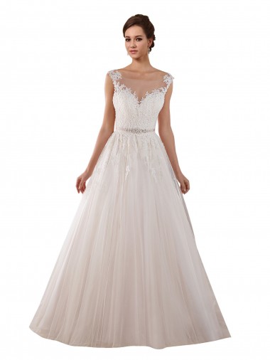 Keyhole Back Sleeveless Sweetheart Ball Gown Tulle & Lace Wedding Dress Worcester