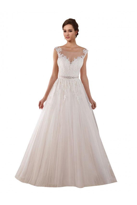 Keyhole Back Sleeveless Sweetheart Ball Gown Tulle & Lace Wedding Dress Worcester