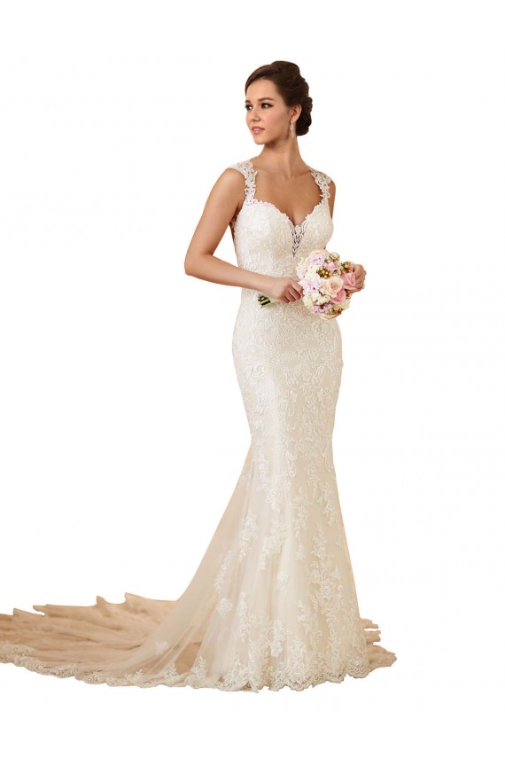 Keyhole Back Sleeveless Sweetheart Mermaid Lace Modern Wedding Dress Worcester