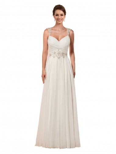 Keyhole Back Sleeveless Sweetheart Sheath Soft Chiffon Wedding Dress Worcester