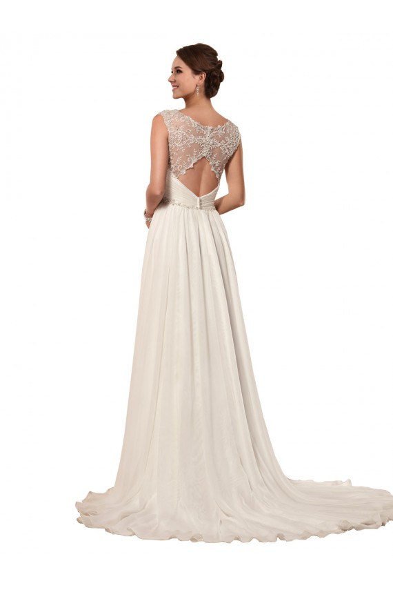 Keyhole Back Sleeveless Sweetheart Sheath Soft Chiffon Wedding Dress Worcester