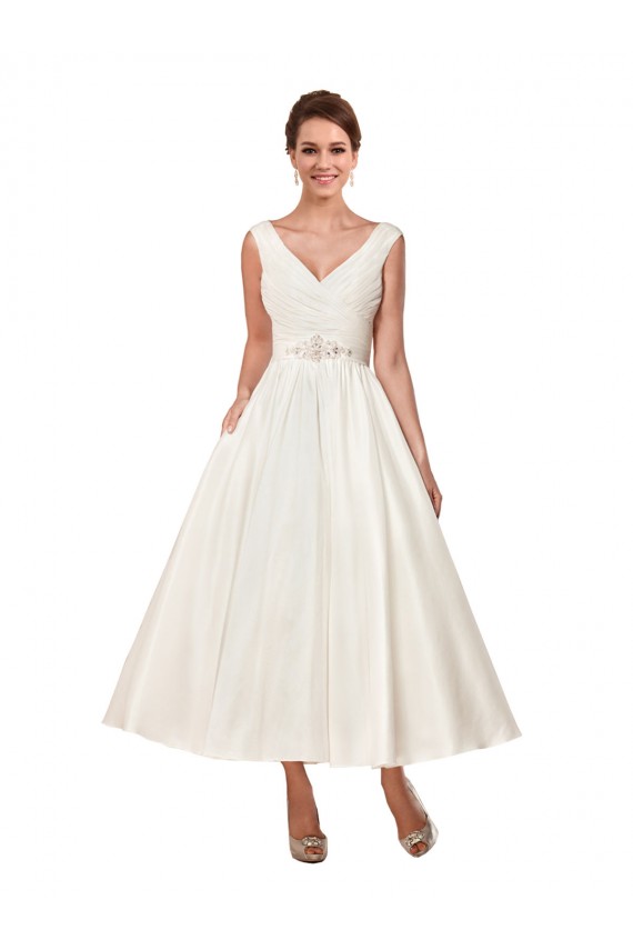 Sleeveless V-Neck A-Line Satin Wedding Dress Worcester