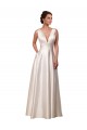 Sleeveless V-Neck A-Line Satin Wedding Gowns Worcester