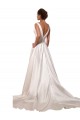 Sleeveless V-Neck A-Line Satin Wedding Gowns Worcester