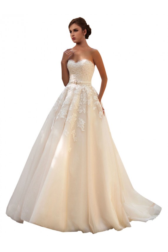 Sleeveless Sweetheart Ball Gown Tulle & Lace Wedding Dress Worcester