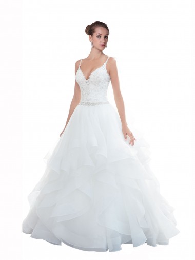 Sleeveless Spaghetti Straps Ball Gown Tulle Beach Wedding Dress Worcester