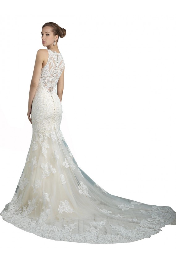 Sleeveless Illusion Neck Mermaid Tulle Beach Wedding Dress Worcester