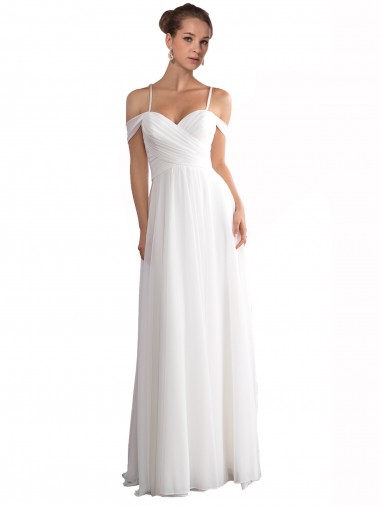 Sleeveless Off the Shoulder A-Line Soft Chiffon Beach Wedding Dress Worcester
