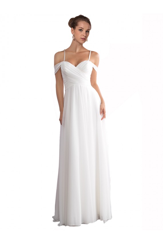 Sleeveless Off the Shoulder A-Line Soft Chiffon Beach Wedding Dress Worcester