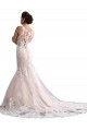Ivory & Champagne Sleeveless Illusion Neck Mermaid Tulle & Lace Wedding Dresses Worcester