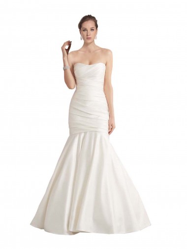 Low Back Sleeveless Strapless Mermaid Satin Beach Wedding Dress Worcester