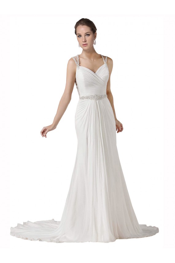 Sleeveless Sweetheart Sheath Soft Chiffon Beach Wedding Dress Worcester