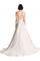 Ivory Sleeveless Illusion Neck A-Line Tulle Wedding Dresses Worcester