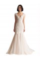 Low Back Sleeveless V-Neck Mermaid Tulle Wedding Dress Worcester