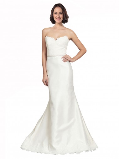 Sleeveless Sweetheart Trumpet Satin & Lace Bridal Dress Worcester