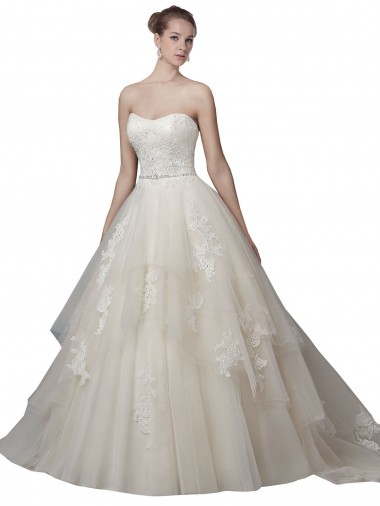 Low Back Sleeveless Scoop Neck Ball Gown Tulle & Lace Wedding Dress Worcester