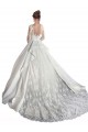 Long Sleeves Illusion Neck A-Line Satin & Lace Wedding Dress Worcester