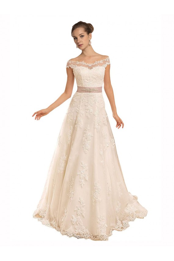Sleeveless Off the Shoulder A-Line Lace Beach Wedding Dress Worcester