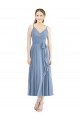 Dusty Blue Sleeveless Spaghetti Straps A-Line Soft Chiffon Bridesmaid Dress Worcester