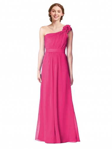 Azalea Sleeveless One Shoulder A-Line Soft Chiffon Bridesmaid Gown Worcester