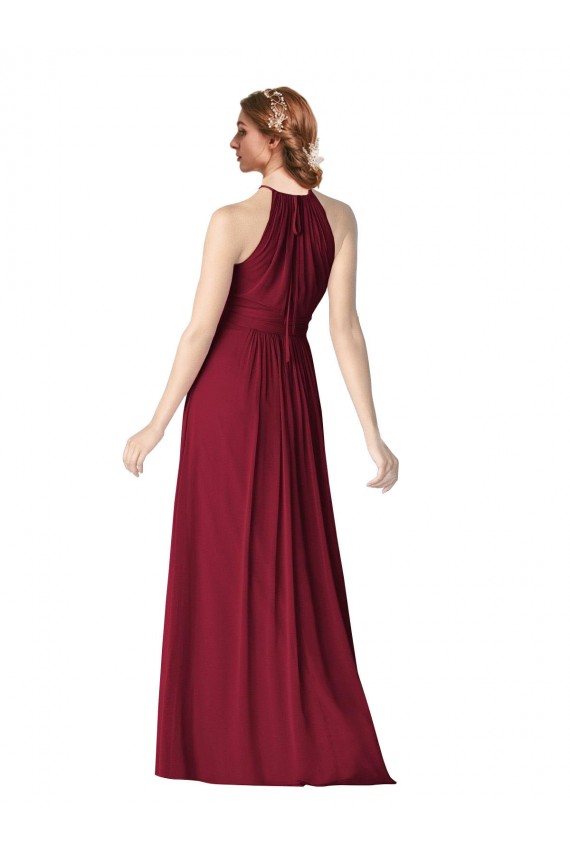 Burgundy Sleeveless Halter Neck A-Line Chiffon Evening Gowns / Bridesmaid Dresses Worcester