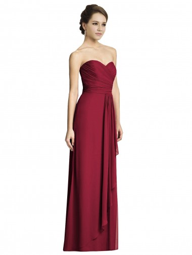 Burgundy Sleeveless Sweetheart A-Line Soft Chiffon Formal Dress / Bridesmaid Dress Worcester