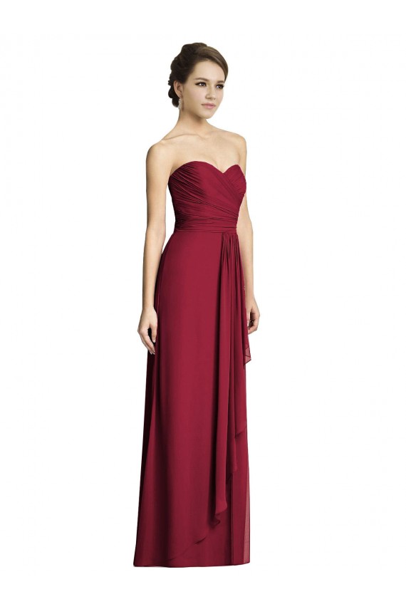 Burgundy Sleeveless Sweetheart A-Line Soft Chiffon Formal Dress / Bridesmaid Dress Worcester