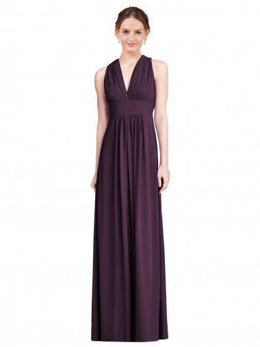 Grape Sleeveless V-Neck A-Line Soft Chiffon Bridesmaid Dress Worcester