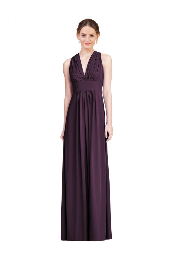 Grape Sleeveless V-Neck A-Line Soft Chiffon Bridesmaid Dress Worcester