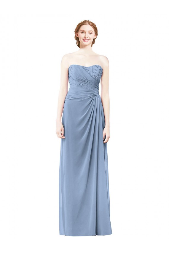 Sleeveless Strapless A-Line Chiffon Formal Dresses / Bridesmaid Dresses Worcester